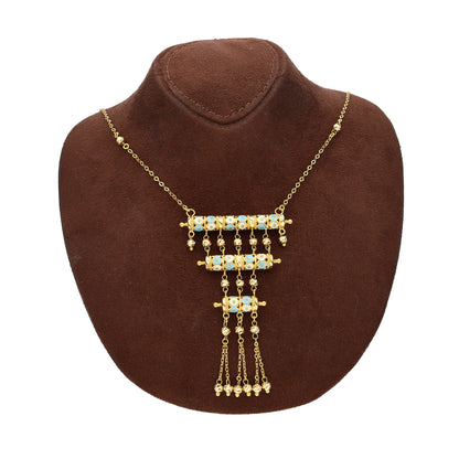 Gold Turquoise Accent Necklace 21KT - FKJNKL21KM10376