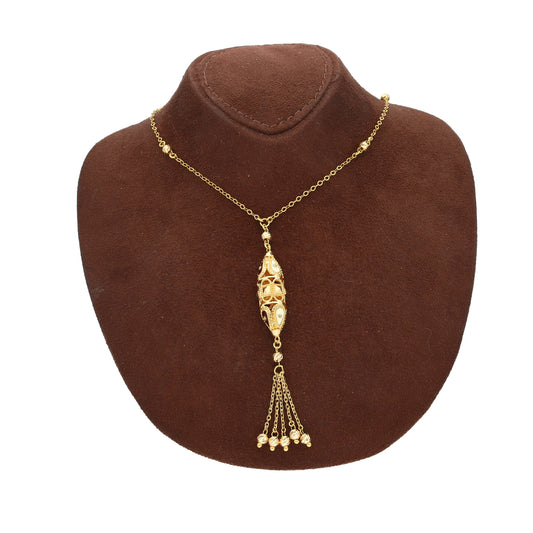 Gold Vintage Tassel Necklace 21KT - FKJNKL21KM10377