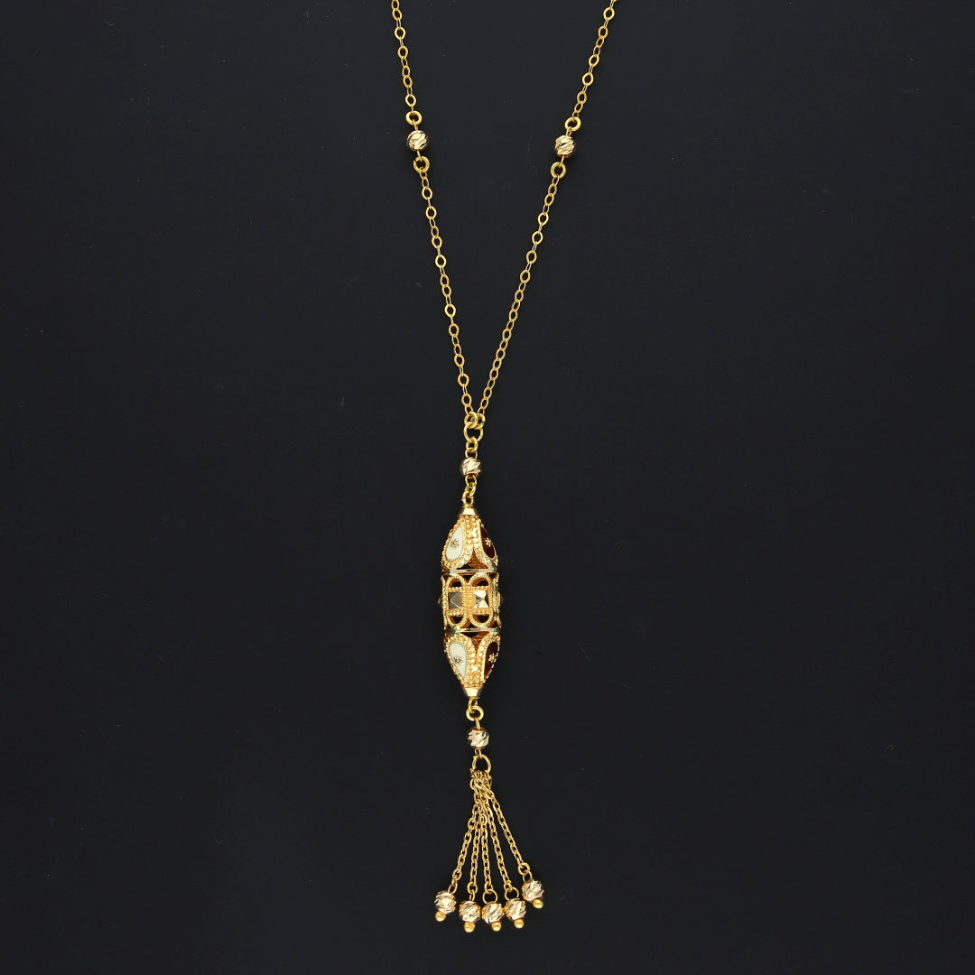 Gold Vintage Tassel Necklace 21KT - FKJNKL21KM10377