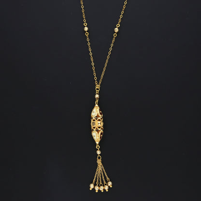 Gold Vintage Tassel Necklace 21KT - FKJNKL21KM10377