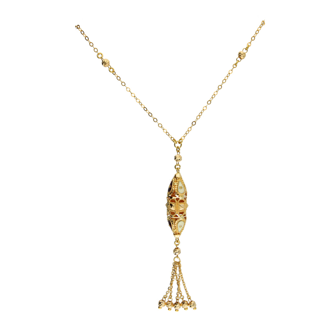 Gold Vintage Tassel Necklace 21KT - FKJNKL21KM10377