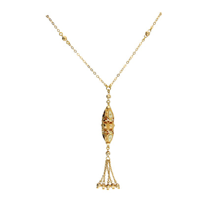 Gold Vintage Tassel Necklace 21KT - FKJNKL21KM10377