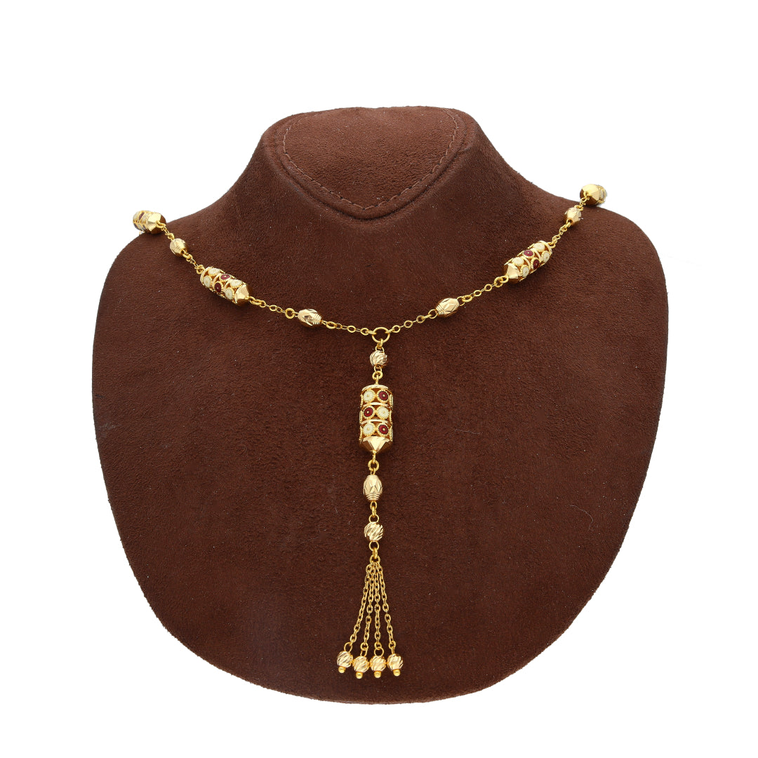 Gold Classic Dangler Necklace 21KT - FKJNKL21KM10378