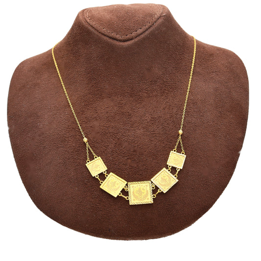 Gold Square Turkish Lira Square Necklace 21KT - FKJNKL21KM10903