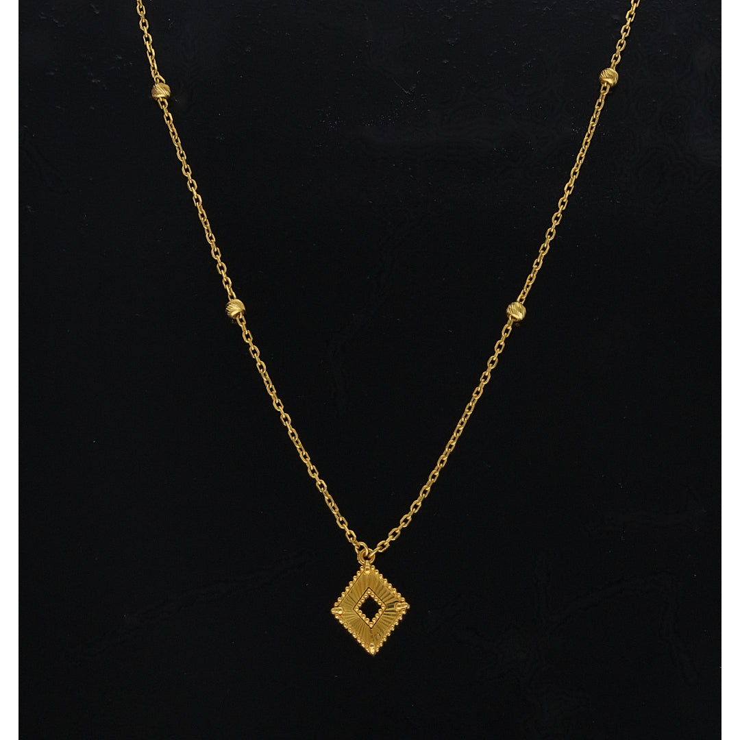 Gold Rhombus Cut Necklace 21KT - FKJNKL21KM10904