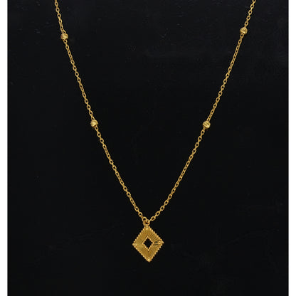 Gold Rhombus Cut Necklace 21KT - FKJNKL21KM10904