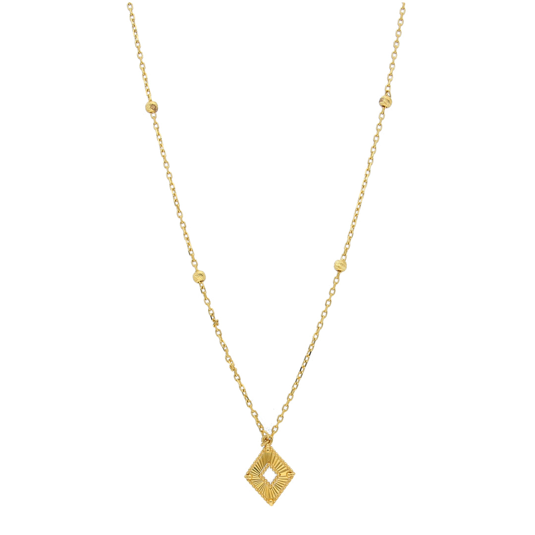 Gold Rhombus Cut Necklace 21KT - FKJNKL21KM10904