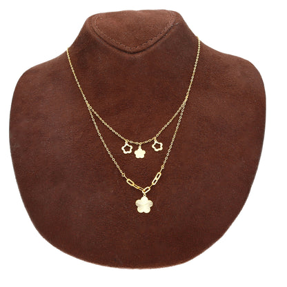 Gold Clover Layered Necklace 21KT - FKJNKL21KM10905