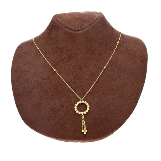 Gold Beaded Halo Tassel Necklace 21KT - FKJNKL21KM10907