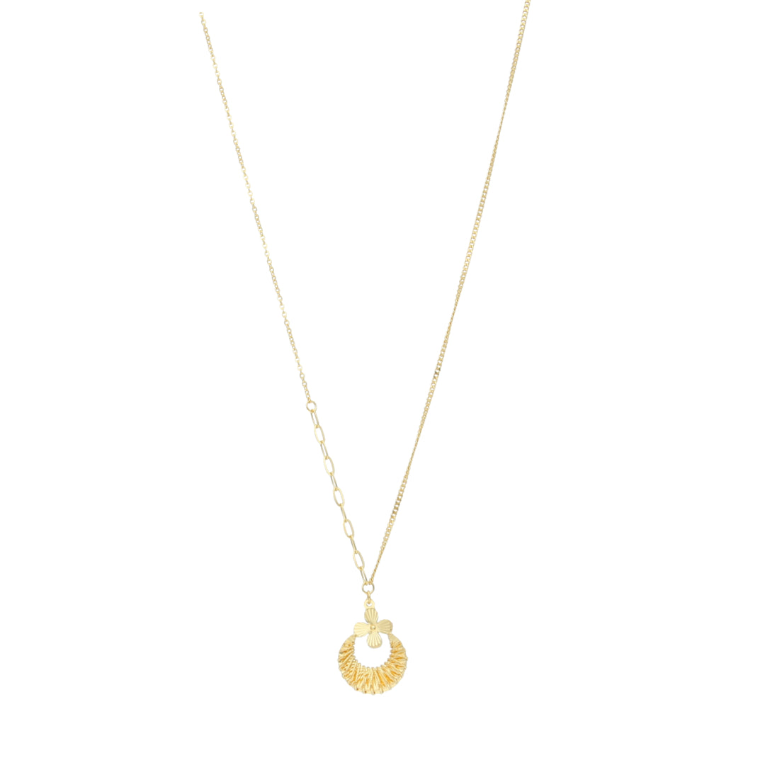 Gold Crescent Charm Necklace 21KT - FKJNKL21KM10909
