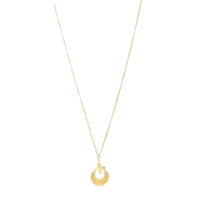Gold Crescent Charm Necklace 21KT - FKJNKL21KM10909