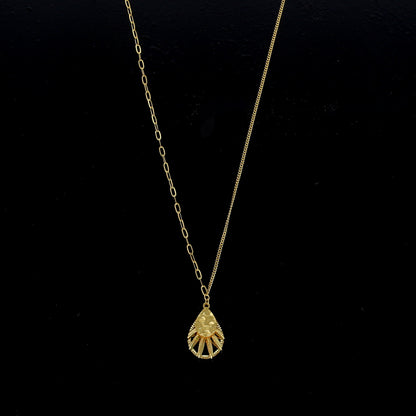 Gold Teardrop Cutout Necklace 21KT - FKJNKL21KM10912