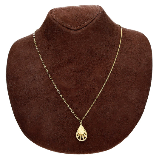Gold Teardrop Cutout Necklace 21KT - FKJNKL21KM10912