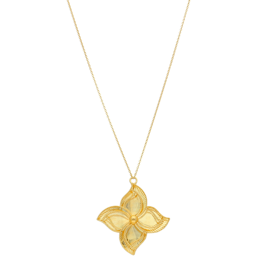 Gold Four-Petal Necklace 21KT - FKJNKL21KM10919
