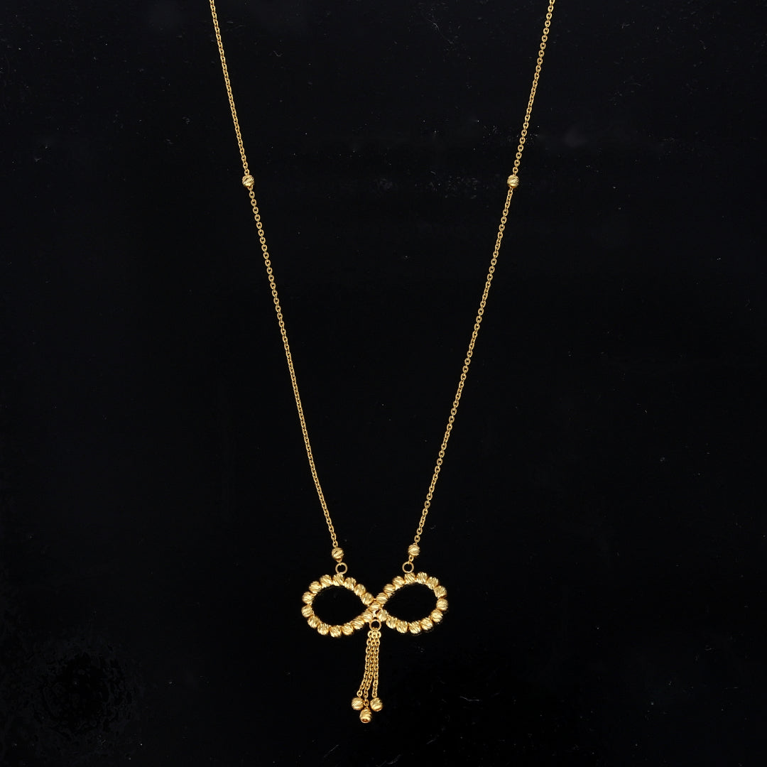 Gold Infinity Bow Necklace 21KT - FKJNKL21KM10920