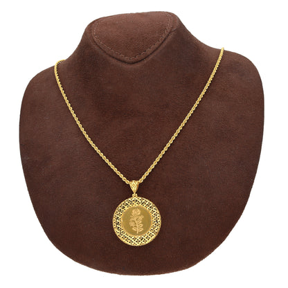 Gold Engraved Floral Necklace 21KT - FKJNKL21KM10921