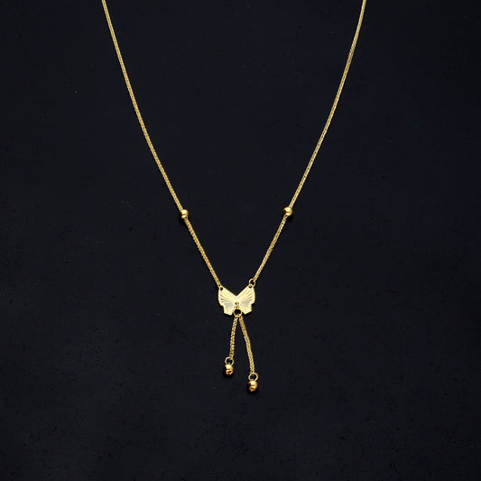 Gold Dangling Butterfly Charm Necklace 21KT - FKJNKL21KM11220