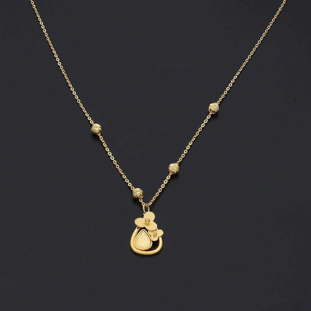 Gold Flower Drop Necklace 21KT - FKJNKL21KM11221