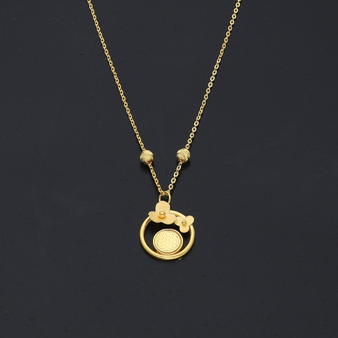 Gold Floral Medallion Necklace 21KT - FKJNKL21KM11223