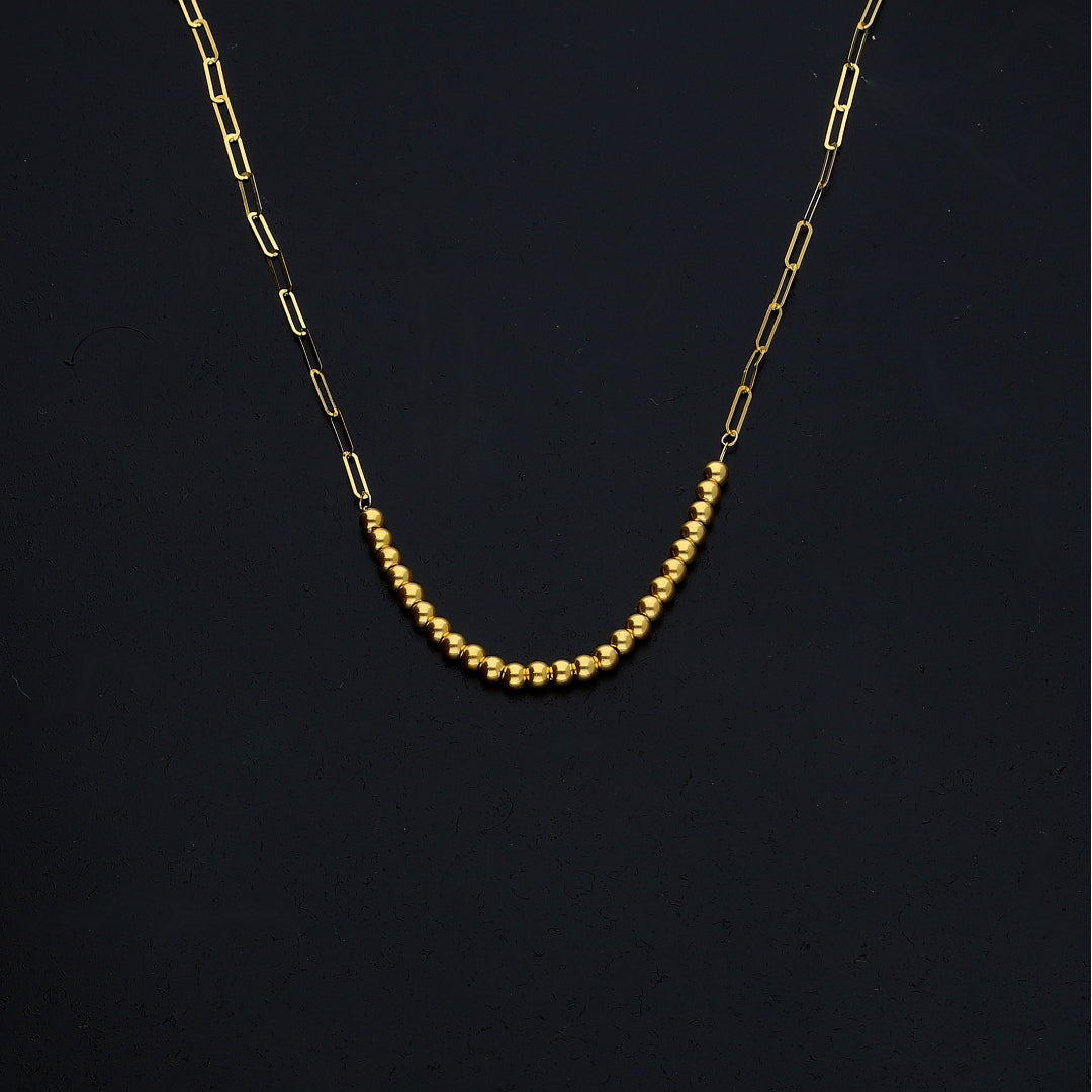 Gold Bead Link Necklace 21KT - FKJNKL21KM11224