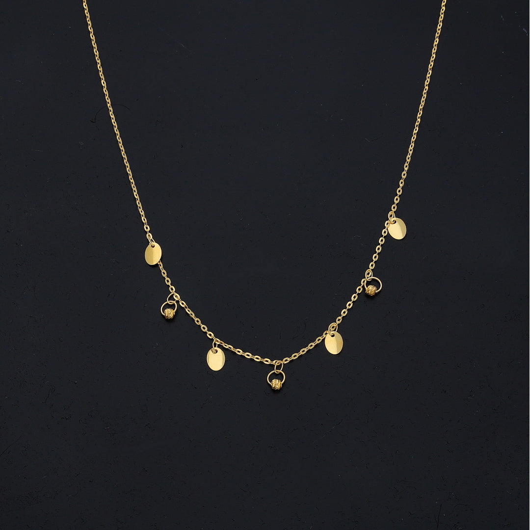 Gold Disc Charm Necklace 21KT - FKJNKL21KM11225