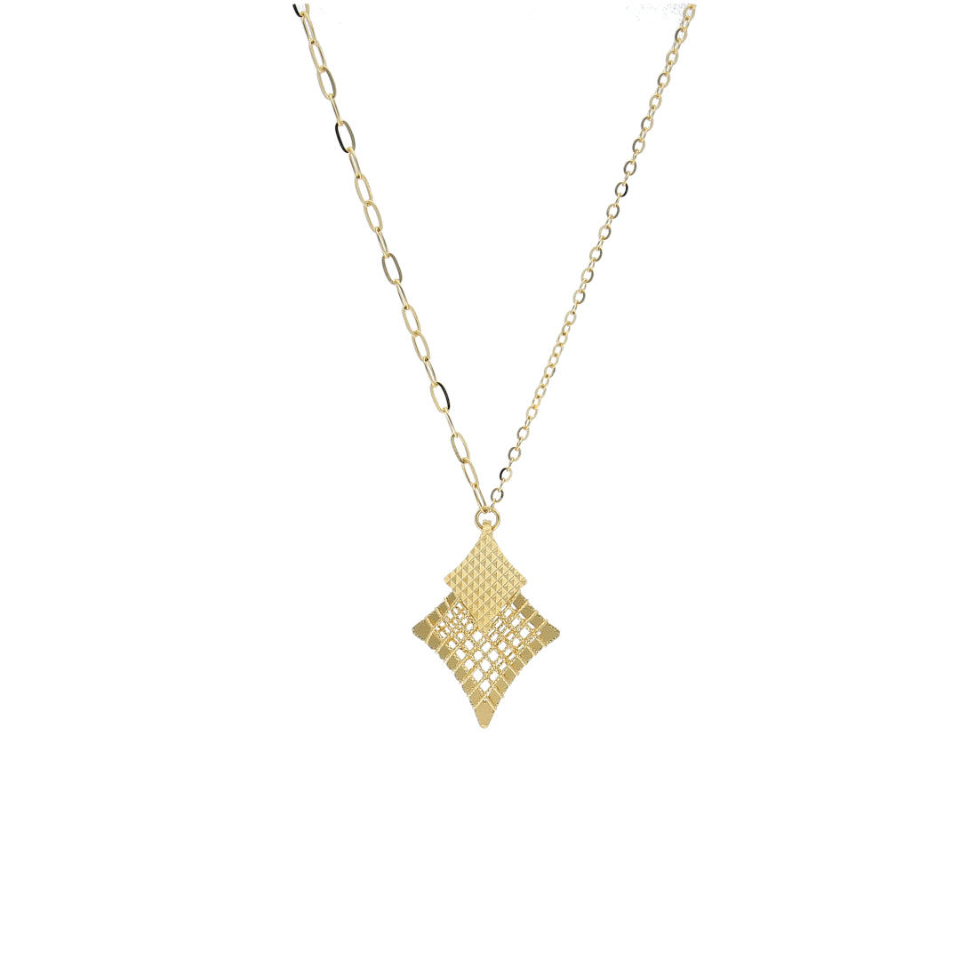 Gold Geometric Drop Necklace 21KT - FKJNKL21KM11226
