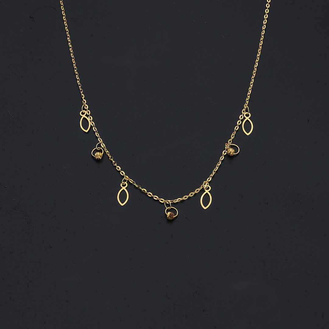 Gold Marquise Drop Necklace 21KT - FKJNKL21KM11227