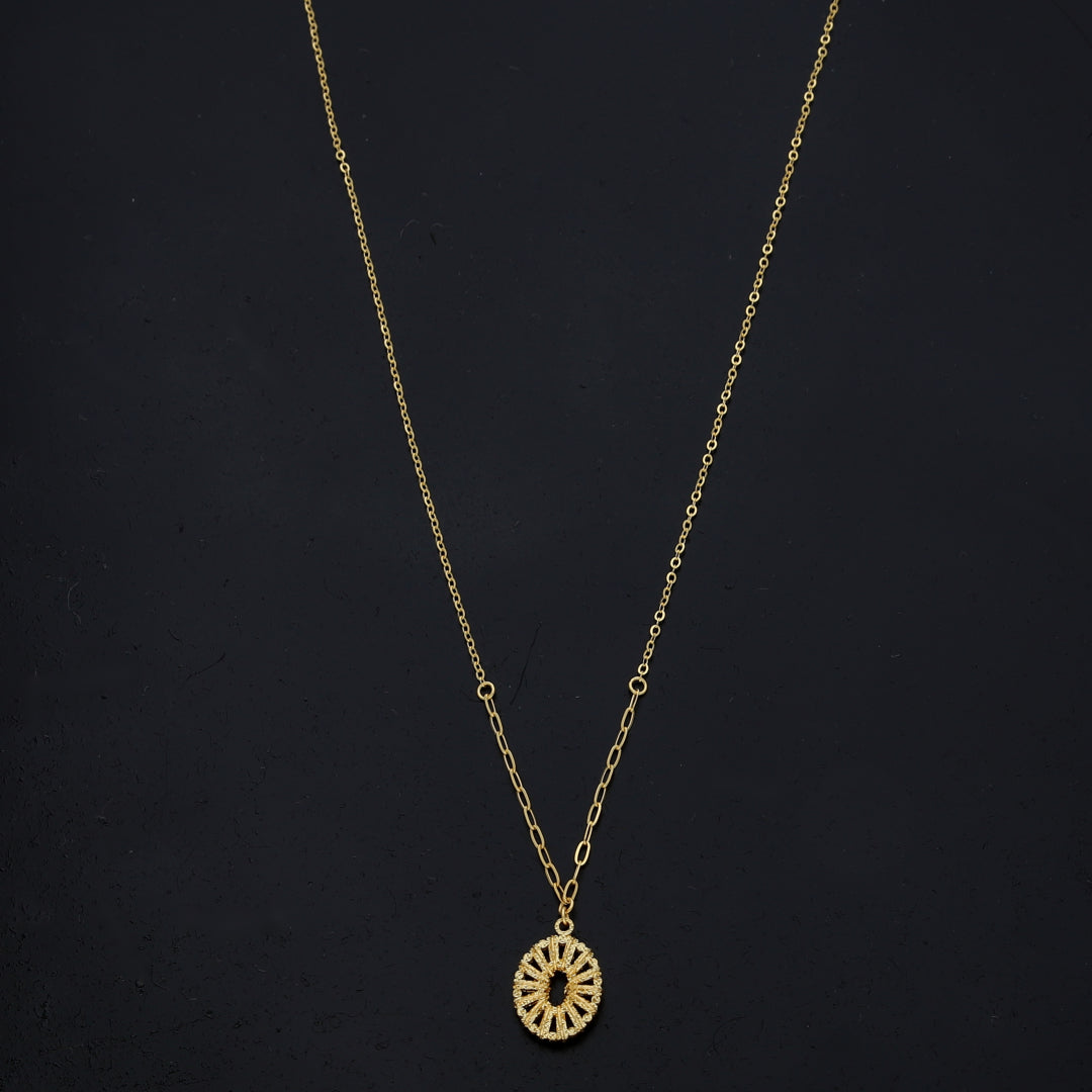 Gold Oval Charm Necklace 21KT - FKJNKL21KM11228