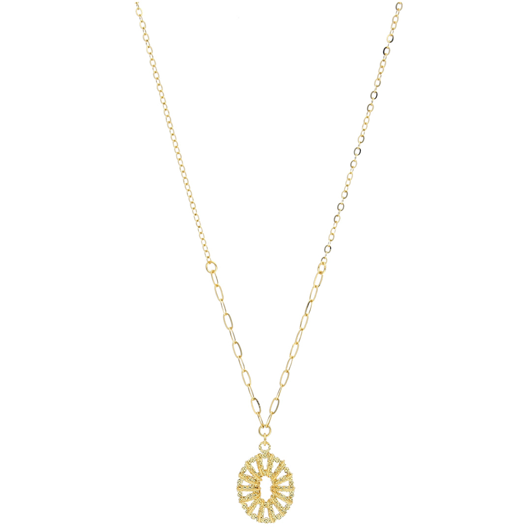 Gold Oval Charm Necklace 21KT - FKJNKL21KM11228