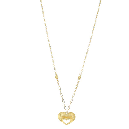 Gold Heart Medallion Necklace 21KT - FKJNKL21KM11231