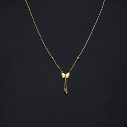 Gold Butterfly Tassel Necklace 21KT - FKJNKL21KM11233