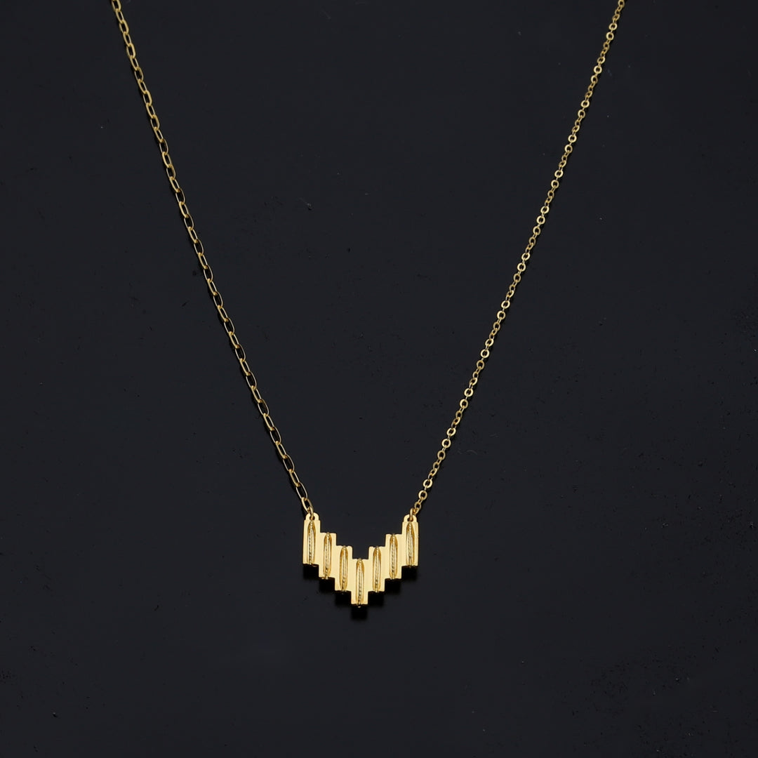 Gold Chevron Necklace 21KT - FKJNKL21KM11234