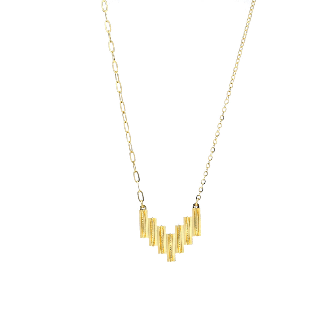 Gold Chevron Necklace 21KT - FKJNKL21KM11234
