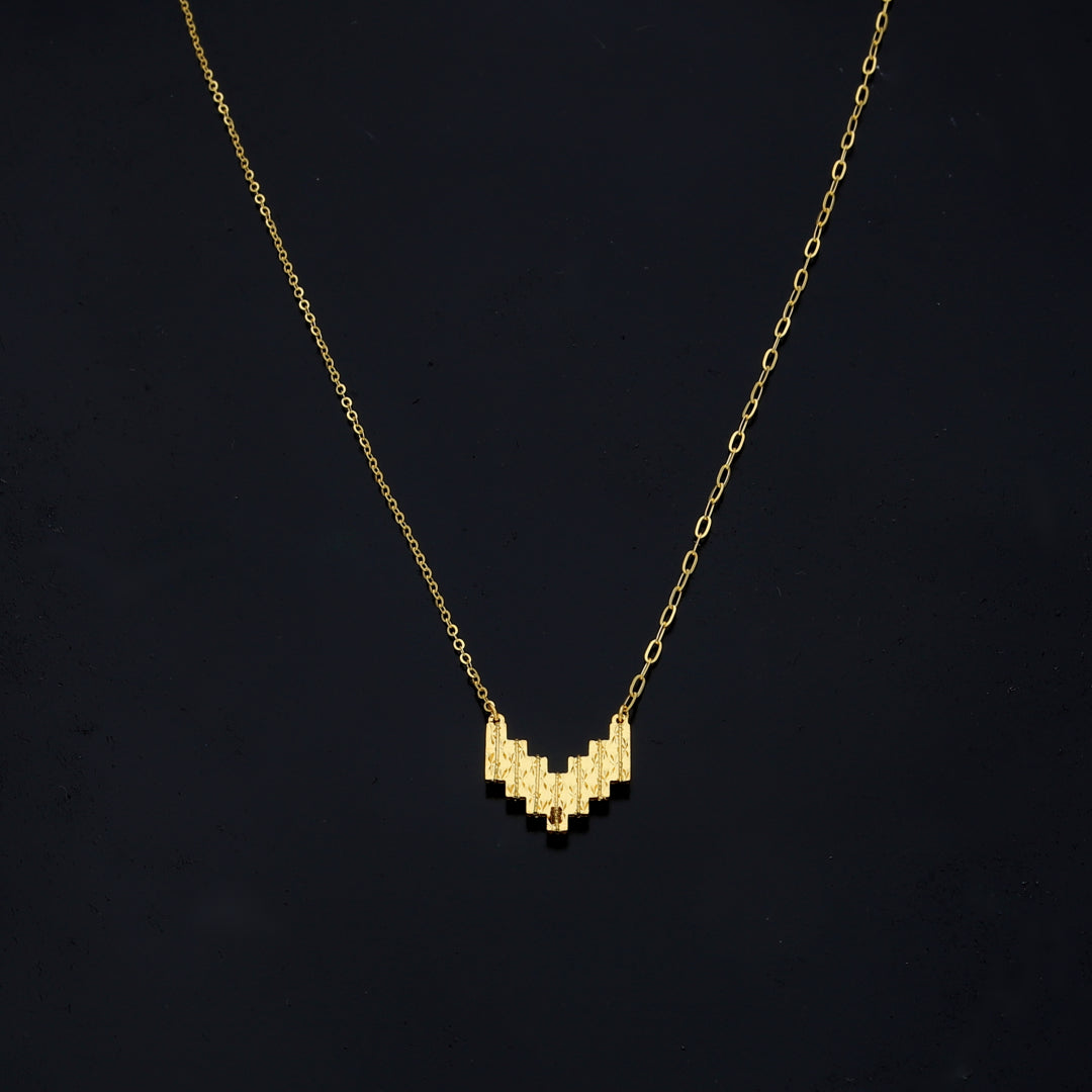 Gold Chevron Necklace 21KT - FKJNKL21KM11234