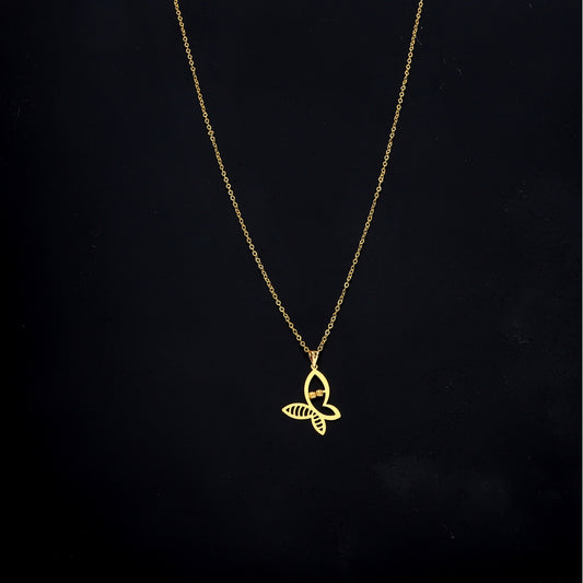 Gold Butterfly Necklace 21KT - FKJNKL21KM11281