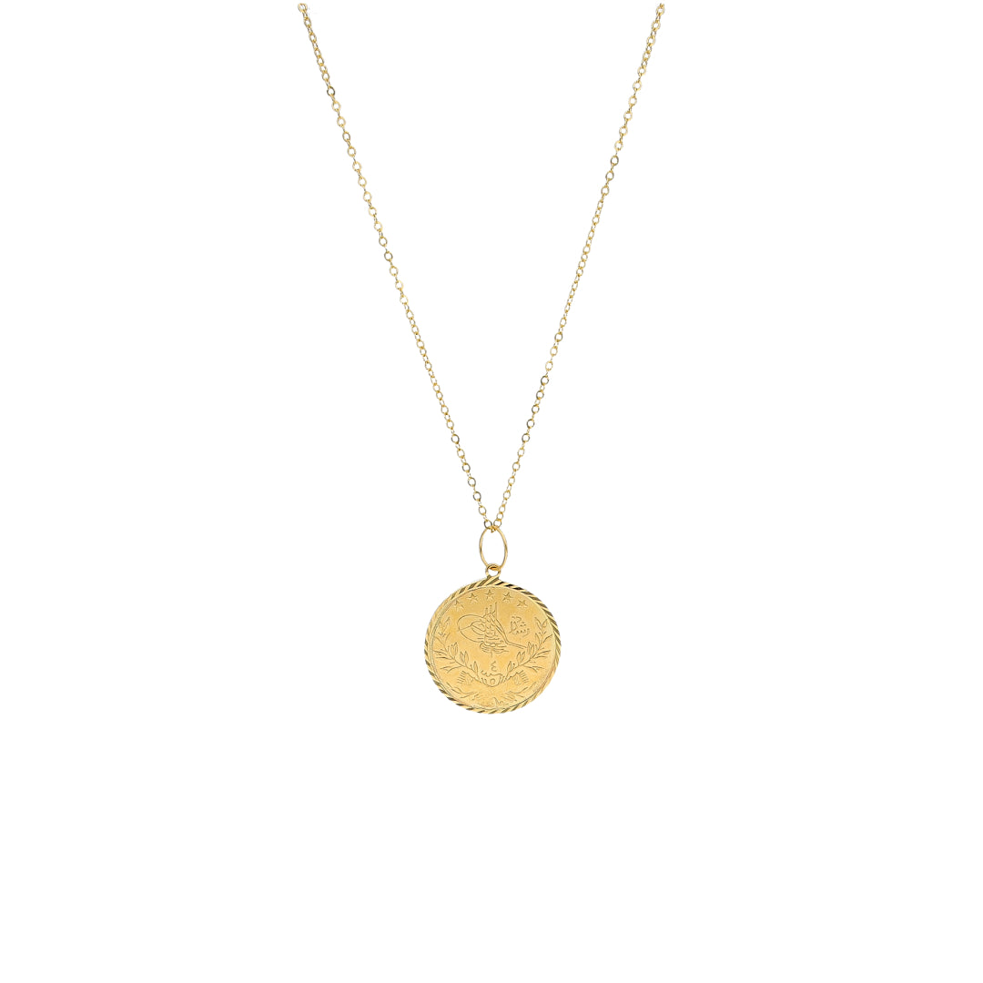 Gold Lira Coin Necklace 21KT - FKJNKL21KM11282
