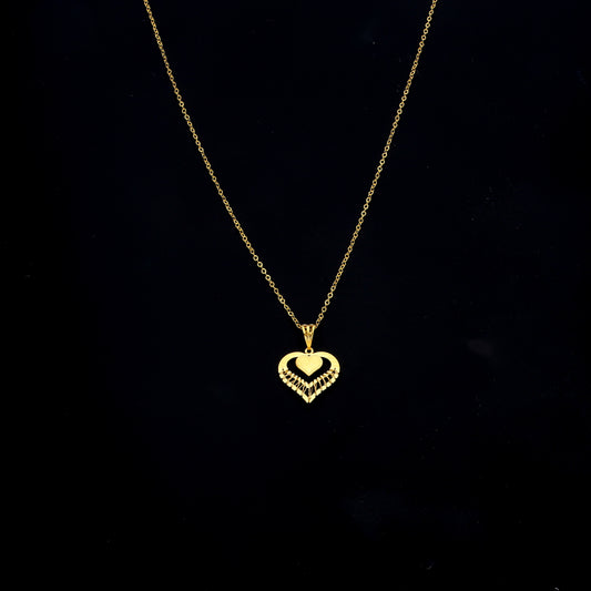 Gold Dangling Heart Necklace 21KT - FKJNKL21KM11284
