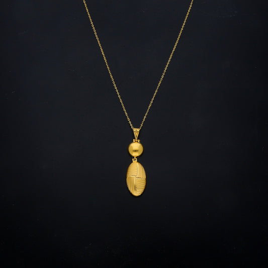 Gold Oval Drop Necklace 21KT - FKJNKL21KM11287