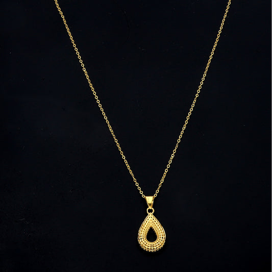 Gold Open Teardrop Necklace 21KT - FKJNKL21KM11288