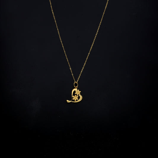 Gold Floral Heart Necklace 21KT - FKJNKL21KM11290