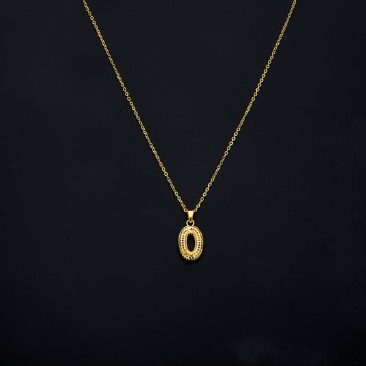 Gold Textured Oval Necklace 21KT - FKJNKL21KM11293