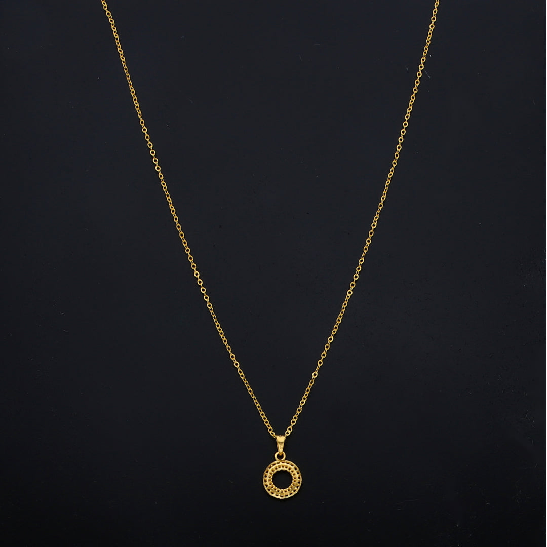 Gold Open Circle Necklace 21KT - FKJNKL21KM11294