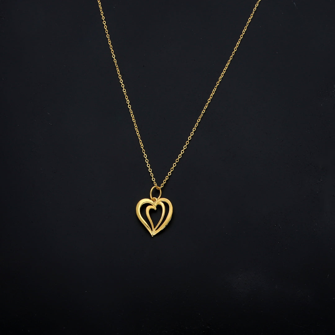 Gold Double Heart Necklace 21KT - FKJNKL21KM11299
