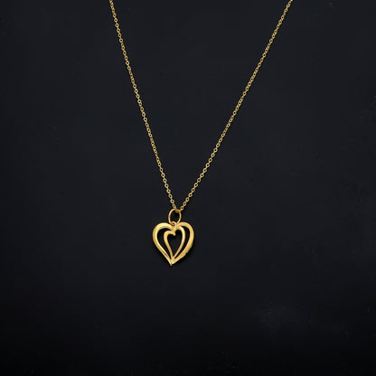 Gold Double Heart Necklace 21KT - FKJNKL21KM11299