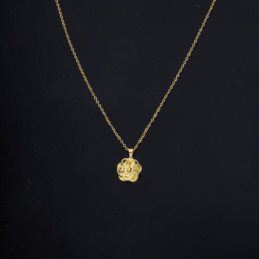 Gold Classic Floral Necklace 21KT - FKJNKL21KM11303