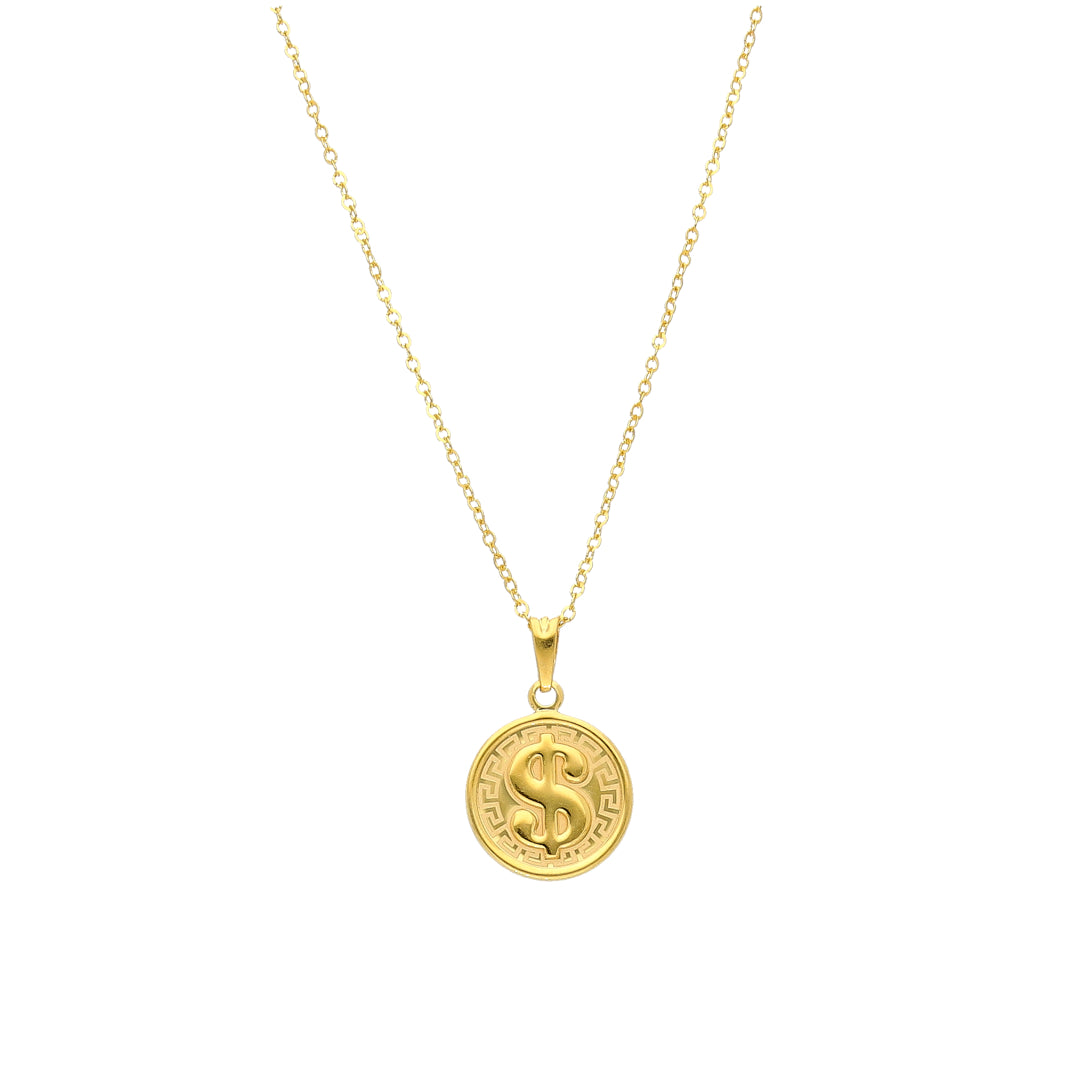 Gold Dollar Coin Necklace 21KT - FKJNKL21KM11314