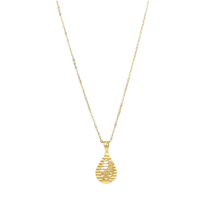 Gold Drop Cutwork Necklace 21KT - FKJNKL21KM11316