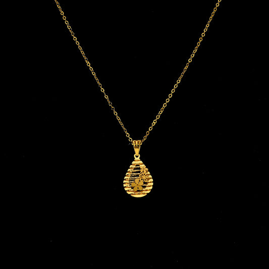 Gold Drop Cutwork Necklace 21KT - FKJNKL21KM11316