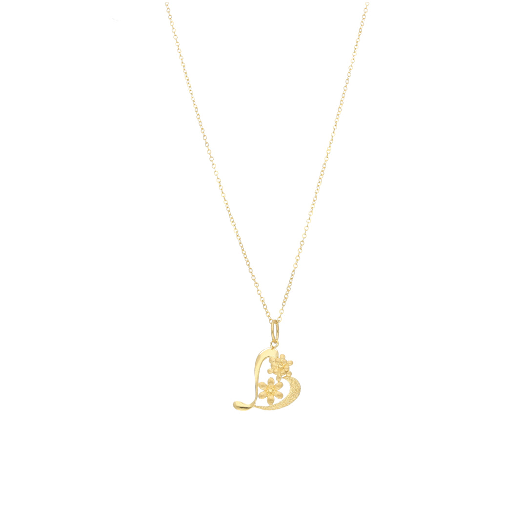 Gold Floral Heart Necklace 21KT - FKJNKL21KM11317
