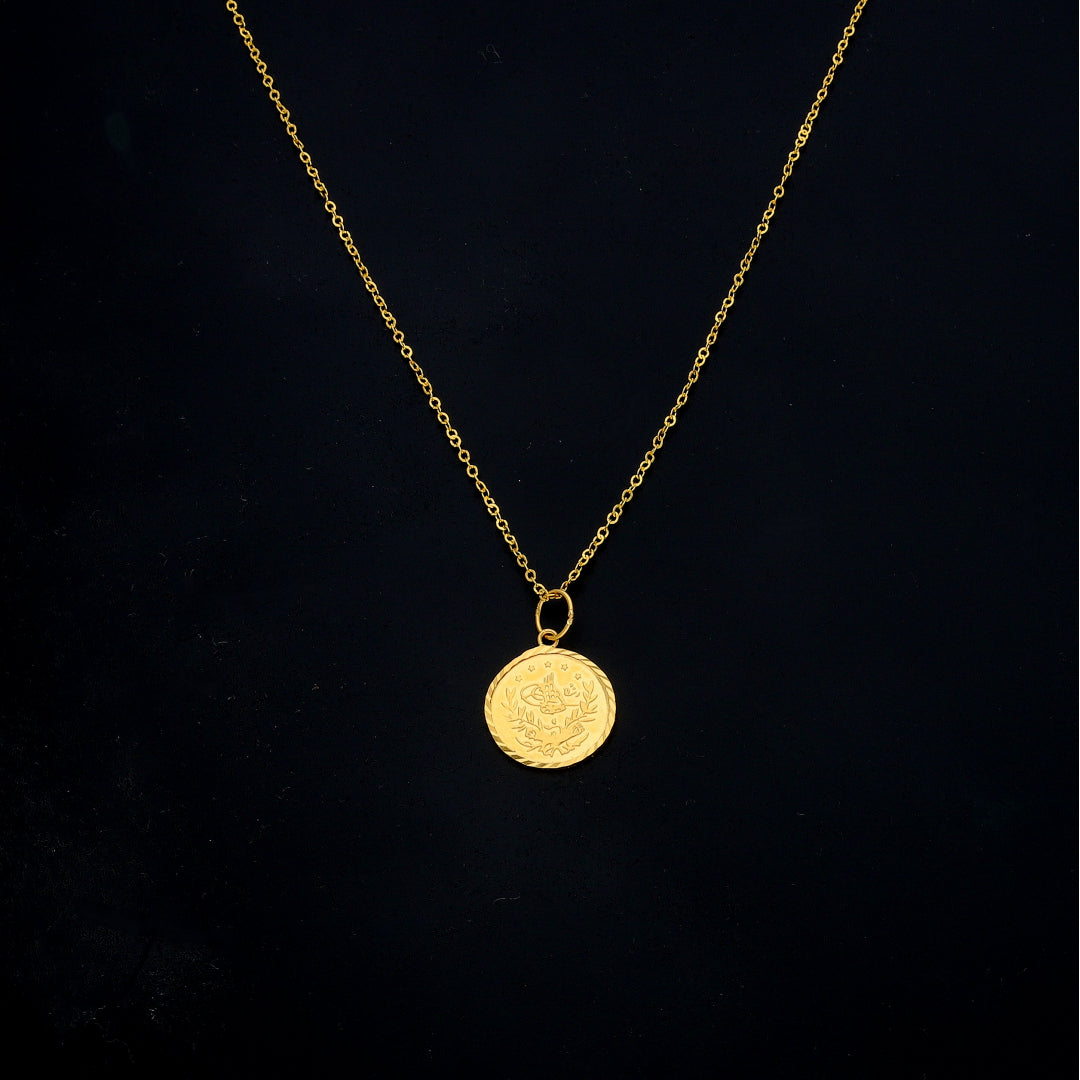 Gold Turkish Lira Necklace 21KT - FKJNKL21KM11318